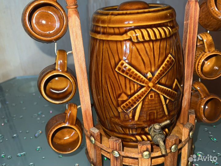 Сувенир СССР керамика Пивная Бочка с кружками