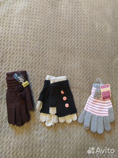 Шапки на девочку, перчатки, шарф