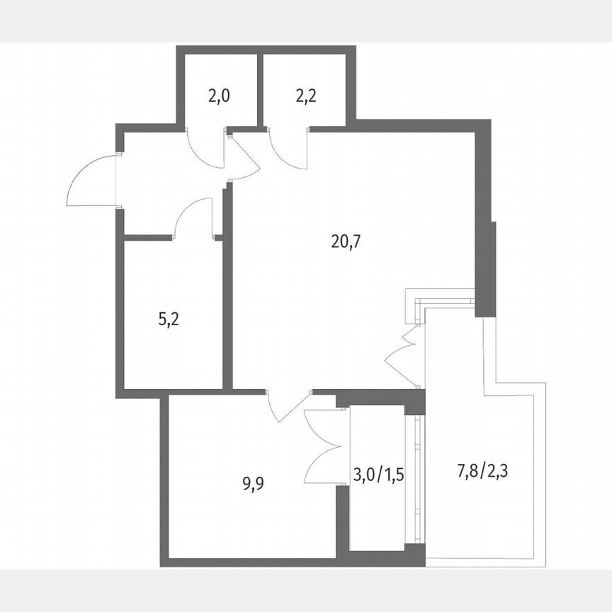 1-к. квартира, 48,5 м², 2/8 эт.