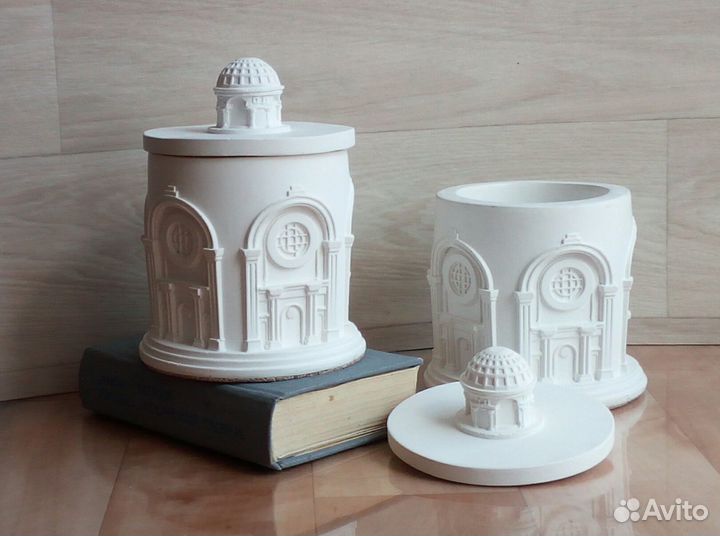 Шкатулка из гипса для косметики, украшений. Кашпо