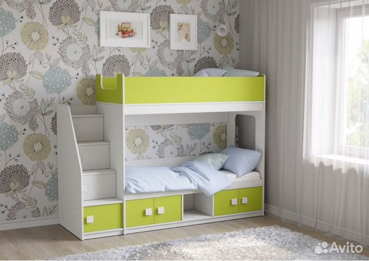 Двухъярусная кровать + лесенка комод Л - D605.3