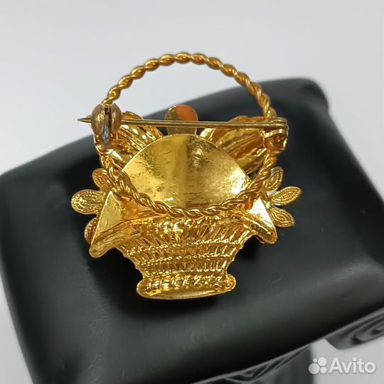 Винтажная Позолоченная Брошь Корзинка Времён СССР