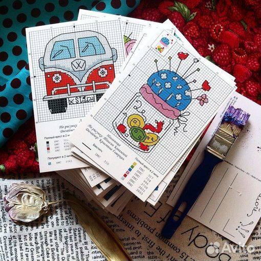 Набор из 9 открыток, схемы для вышивания