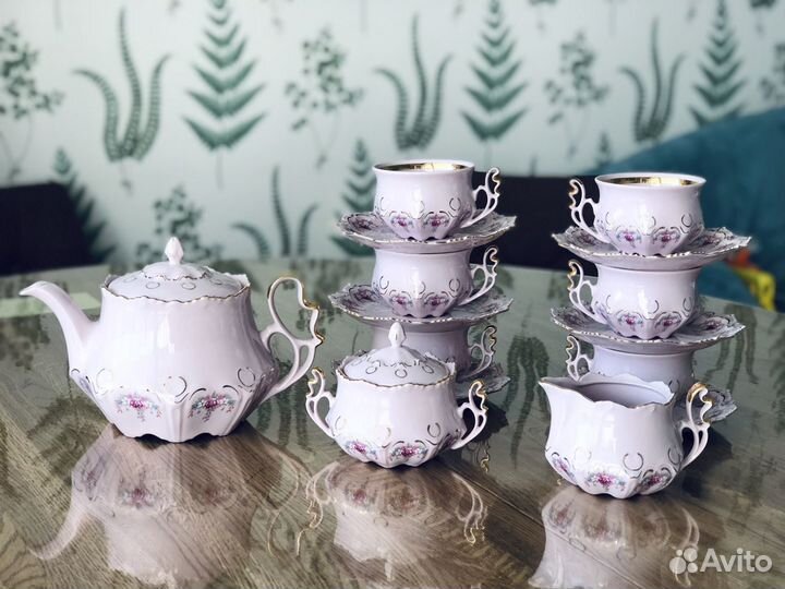 Сервиз чайный Thun розовый фарфор Chodov