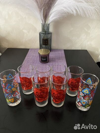 Стаканы с рисунком (8 штук)с пивной кружкой