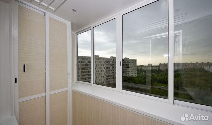 Остекление балконов и лоджий с отделкой