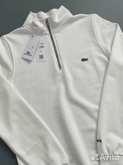 Свитшот lacoste полузамок в стиле old money белый