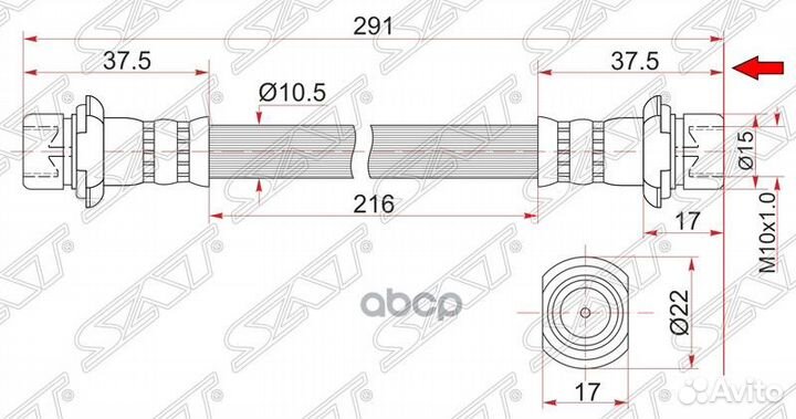 Шланг тормозной передний (Таиланд) toyota hilux