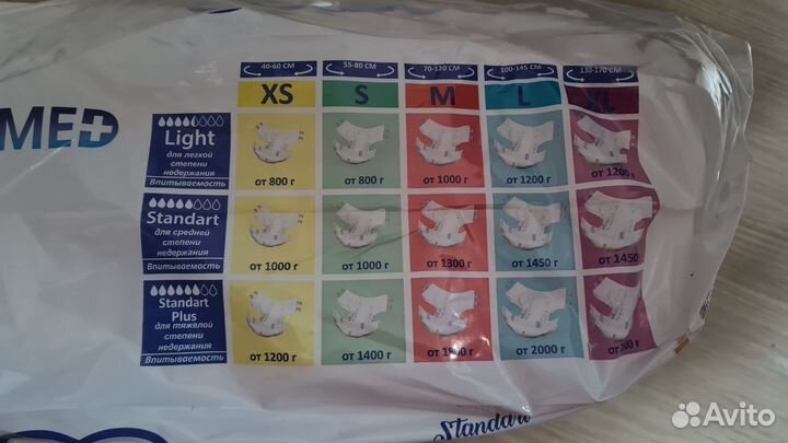 Памперсы для взрослых размер m по 30 штук