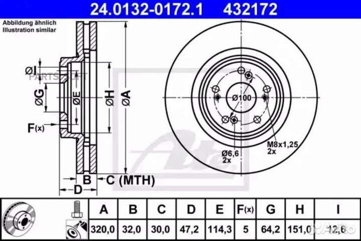 ATE 24.0132-0172.1 Диск тормозной передний