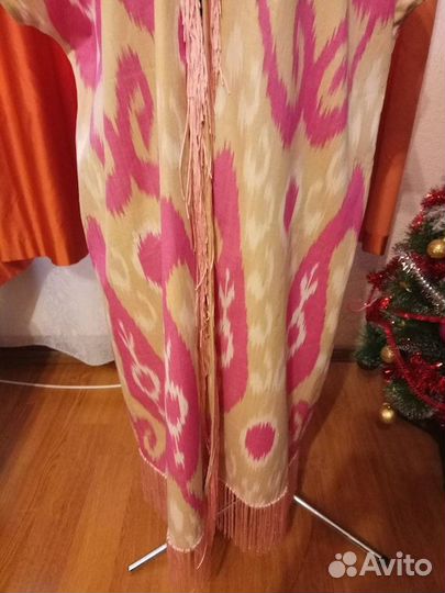 Халат из иката. Узбекский чапан. Кимоно