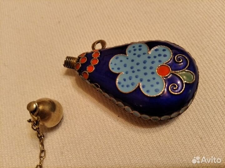 Флакон для духов винтаж (серебро, эмаль)