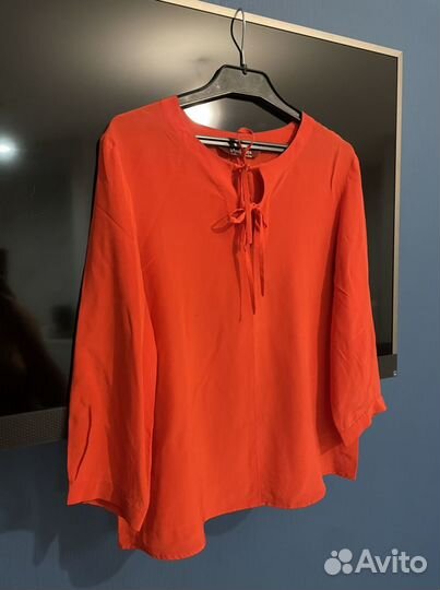 Шелковая блузка Max Mara Studio кораллового цвета