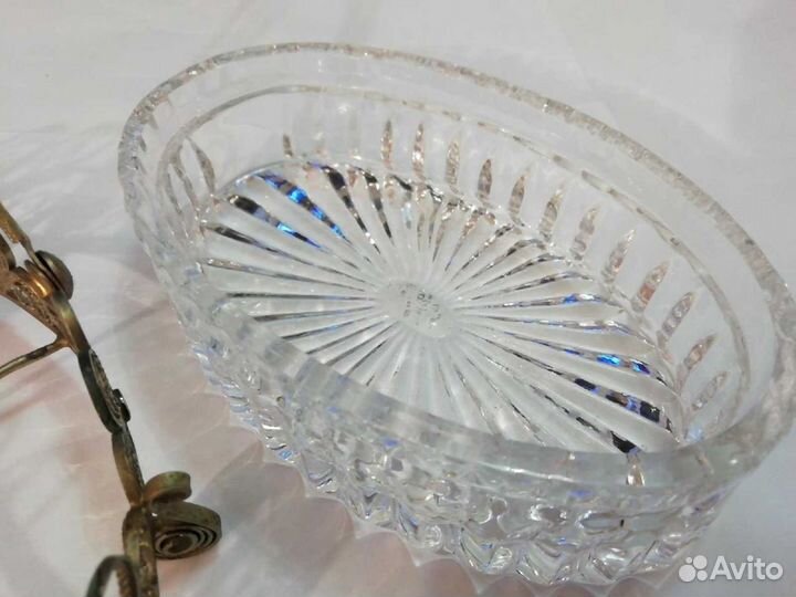 Конфетница хрусталь, мельхиор СССР