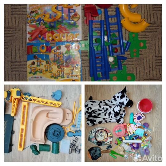 Пакетом игрушки, подъемный кран,сильно б/у