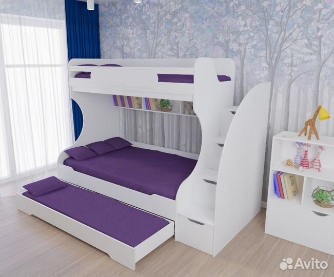 Трёхъярусная кровать 120х200 биг