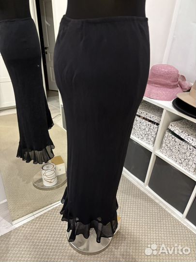 Шелковая винтажная юбка, косой крой 44 46