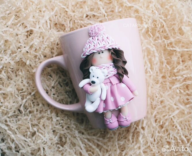 Кружка с декором из полимерной глины