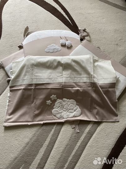 Бортики в детскую кроватку + постельное белье