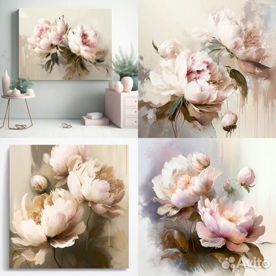 Холст пионы