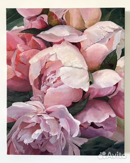 Картина маслом на холсте Пионы