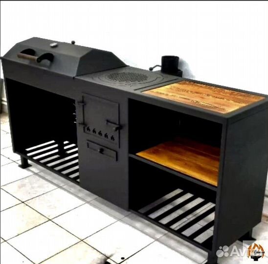 Мангал с печью и барбекю 4в1