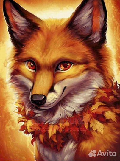 Картина по номерам 40x50 Лис с осенним ошейником