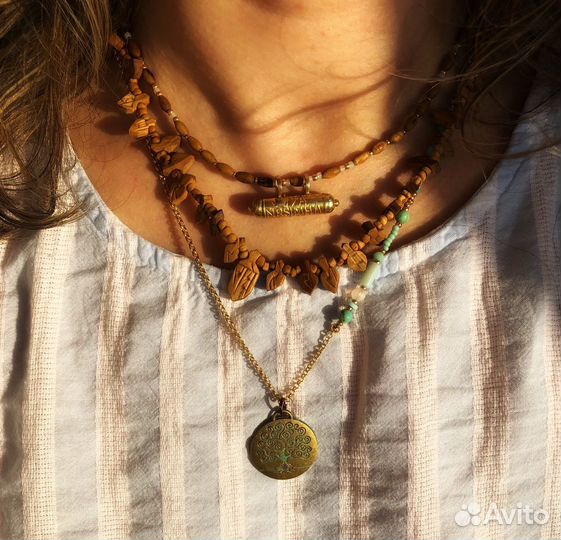 Бусы деревянные из Туласи кантхималы