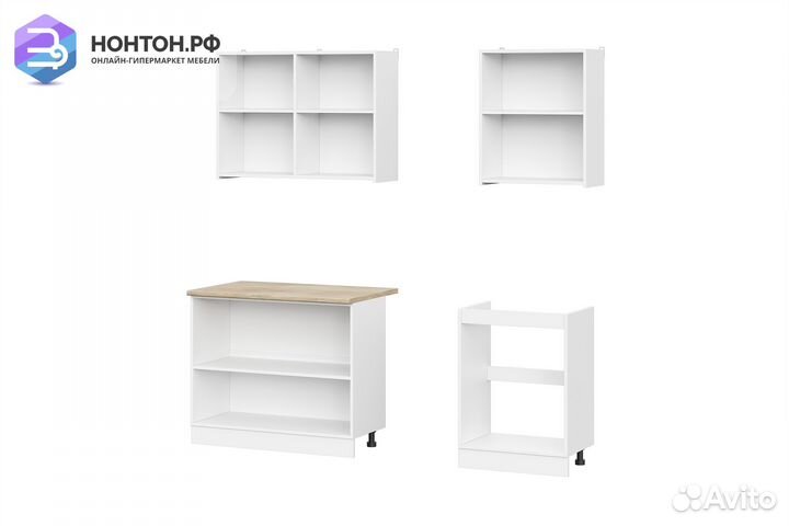 Кухня Айлин 1.6 м белый текстурный / тростник