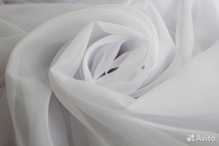 Тюль-вуаль с утяжелителем (белый) Турция