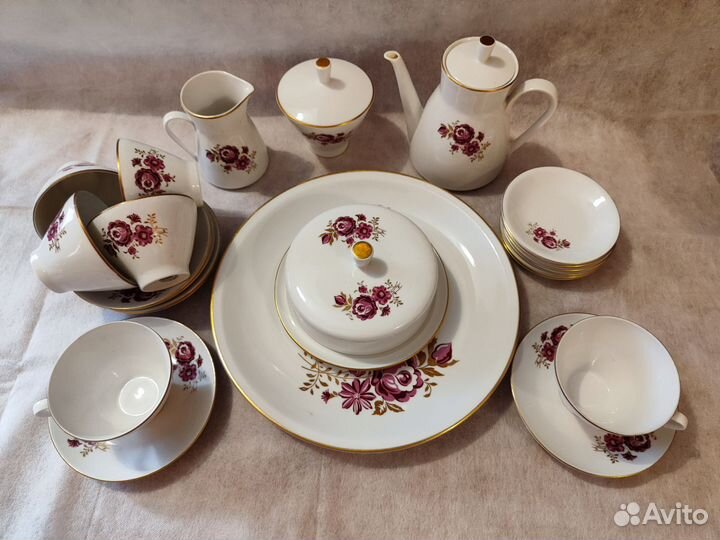 Сервиз чайный ГДР Розовые пионы