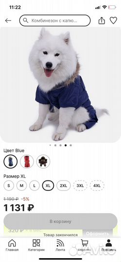 Теплый костюм комбинезон для собак с капюшоном