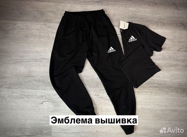 Комплект Adidas штаны+футболка черный новый