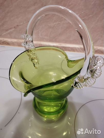 Ваза конфетница цветное стекло