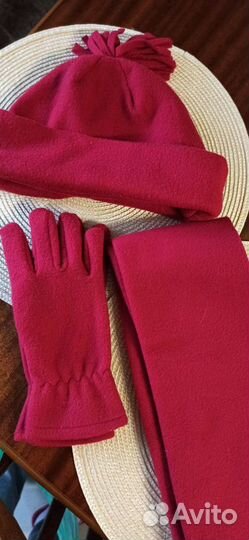 Комплект из флиса (шапка, перчатки, шарф)
