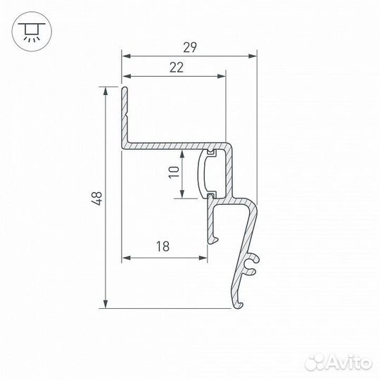 Профиль для контурной подсветки натяжного потолка Arlight stretch 39510
