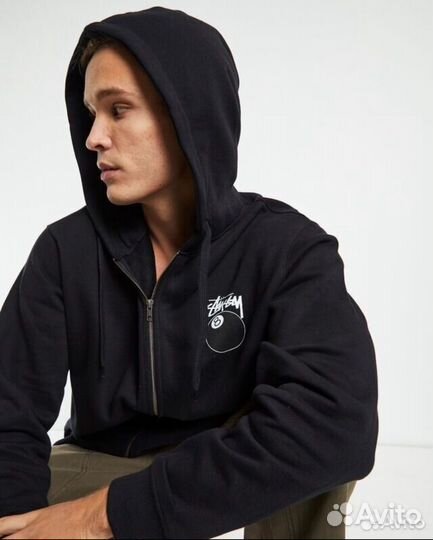 Stussy 8 ball zip hoodie black (L/XL)