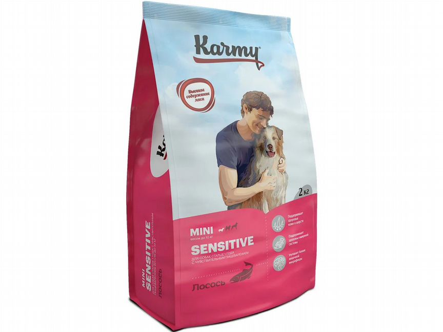 Корм для собак Karmy Sensitive Mini с лососем, 2кг