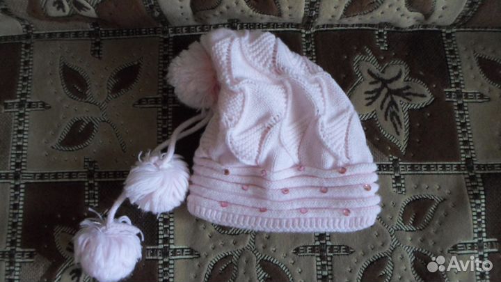 Шапка и шарф на весну-осень для девочки 7-10 лет