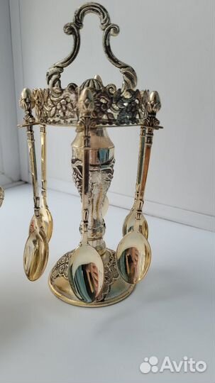 Набор сахарница и ложечки на подставке