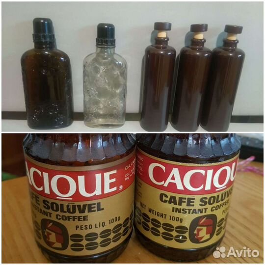 Бутылка Ленинградский завод СССР, банка Cacique