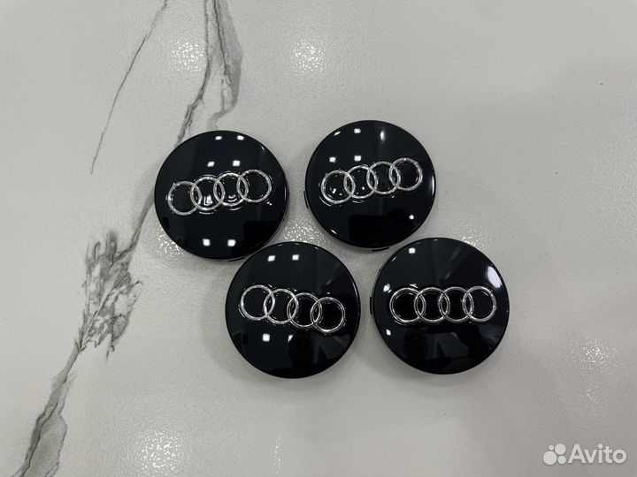 Колпачки в диски Audi 60 мм черные колесные