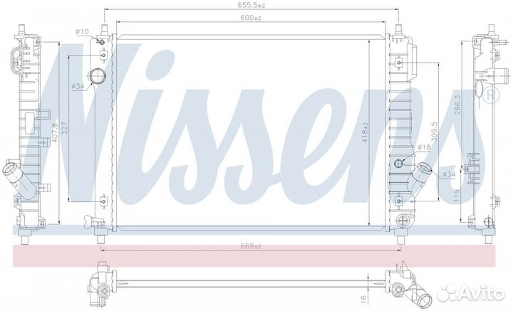 Радиатор охлаждения двс chevrolet aveo (2006) 1.4