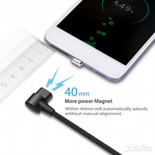 Кабель USB-MicroUsb. Угол 90.Магнитный наконечник