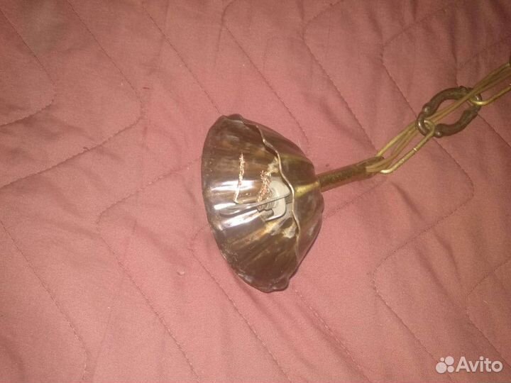 Люстры на 1 лампу бронза+стекло