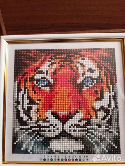 Тигр мозайка с рамкой