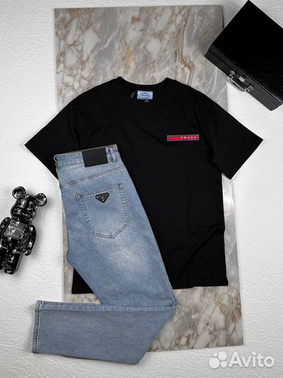 Prada джинсы футболка