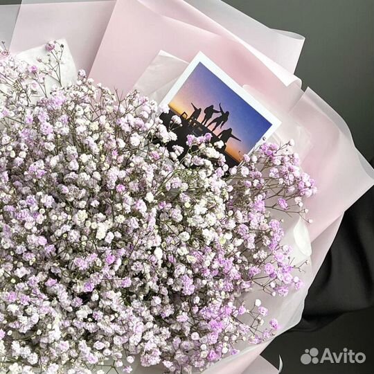 Букет из сиреневой гипсофилы