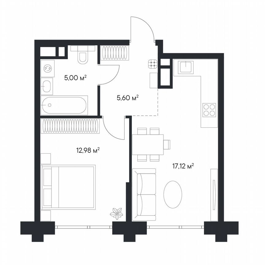 1-к. квартира, 40,7 м², 24/25 эт.