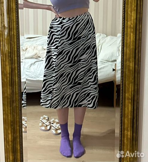Юбка миди с принтом зебра